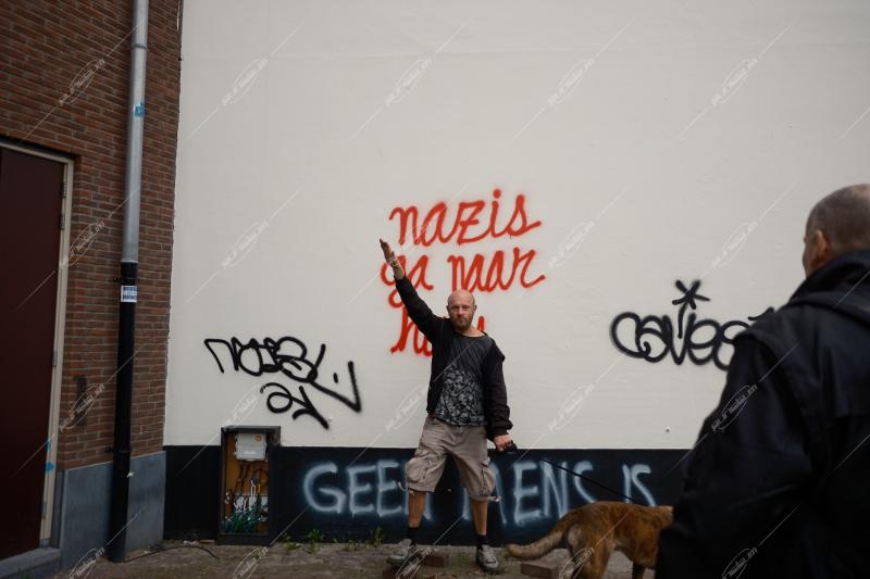 Anti-immigrant and far-right protesters gathered at Museumplein in Amsterdam to protest against the current Dutch government’s asylum seeker policy on October 12, 2025.