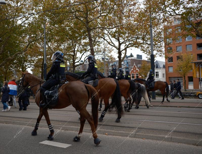 Anti-immigrant and far-right protesters gathered at Museumplein in Amsterdam to protest against the current Dutch government’s asylum seeker policy on October 12, 2025.