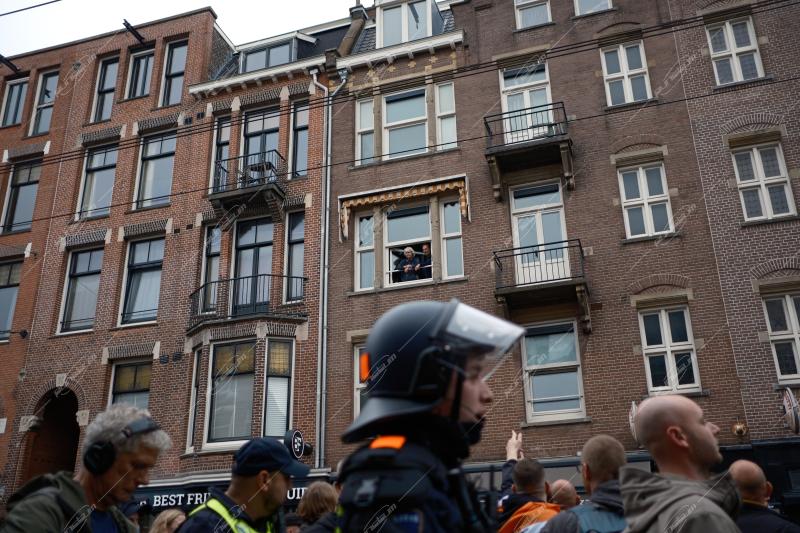 Anti-immigrant and far-right protesters gathered at Museumplein in Amsterdam to protest against the current Dutch government’s asylum seeker policy on October 12, 2025.