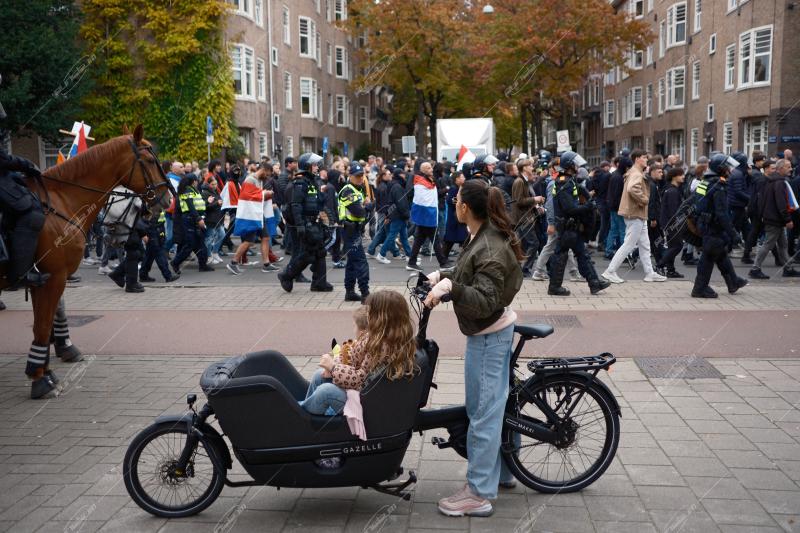 Anti-immigrant and far-right protesters gathered at Museumplein in Amsterdam to protest against the current Dutch government’s asylum seeker policy on October 12, 2025.