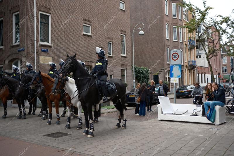 Anti-immigrant and far-right protesters gathered at Museumplein in Amsterdam to protest against the current Dutch government’s asylum seeker policy on October 12, 2025.