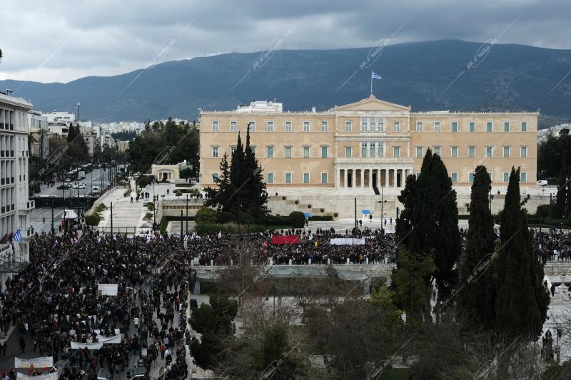 Απεργιακή συγκέντρωση για το σιδηροδρομικό δυστύχημα στα Τέμπη / Protest for the railway disaster of Tempi