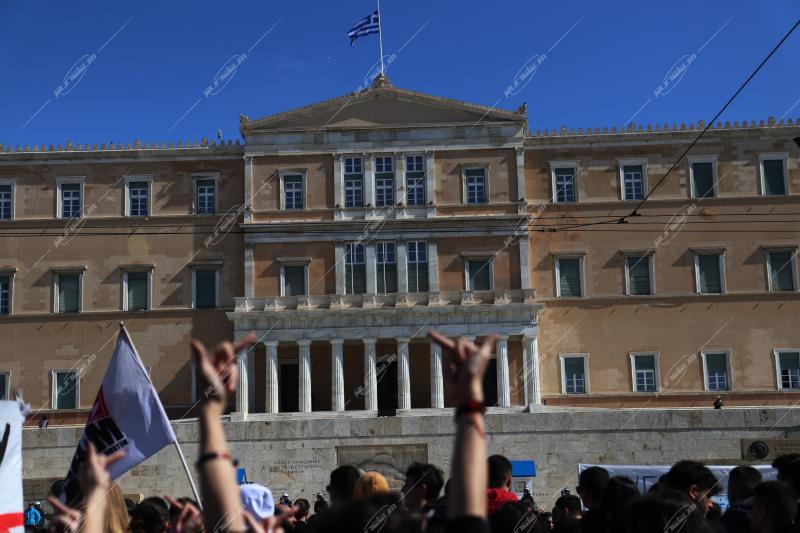 Πορεία για το σιδηροδρομικό δυστύχημα στα Τέμπη.