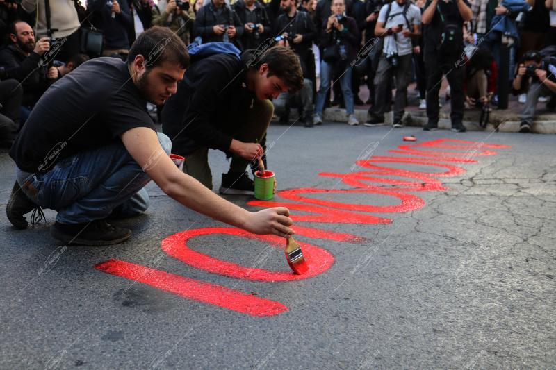 Πορεία για το σιδηροδρομικό δυστύχημα στα Τέμπη.