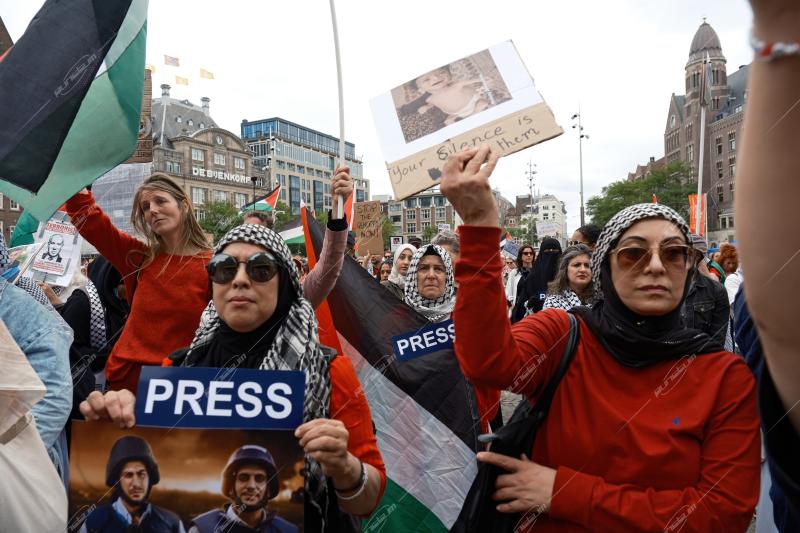 Pro-Palestinian protest in Amsterdam, Netherlands, on August 16th 2025.