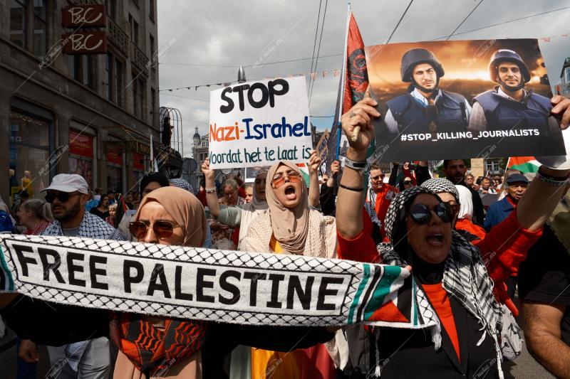 Pro-Palestinian protest in Amsterdam, Netherlands, on August 16th 2025.
