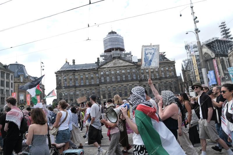 Pro-Palestinian protest in Amsterdam, Netherlands, on August 9th 2025.