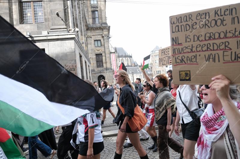 Pro-Palestinian protest in Amsterdam, Netherlands, on August 9th 2025.