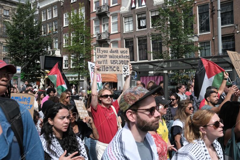 Pro-Palestinian protest in Amsterdam, Netherlands, on August 9th 2025.