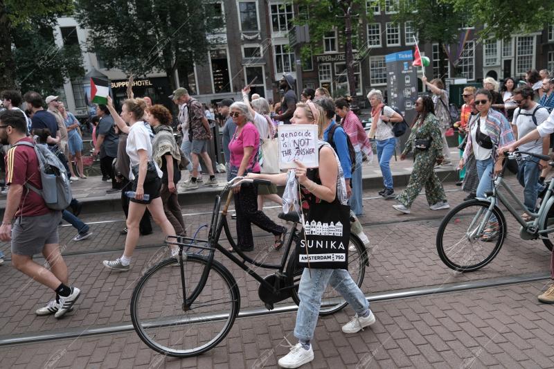 Pro-Palestinian protest in Amsterdam, Netherlands, on August 9th 2025.
