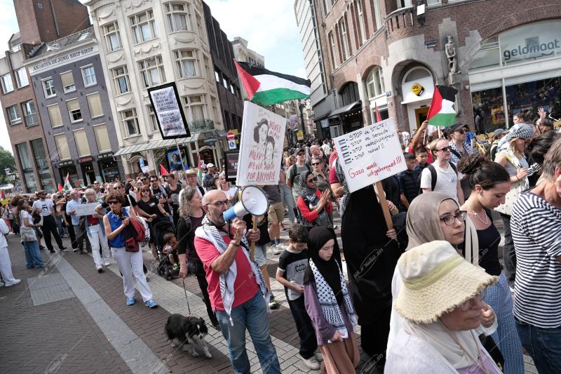 Pro-Palestinian protest in Amsterdam, Netherlands, on August 9th 2025.