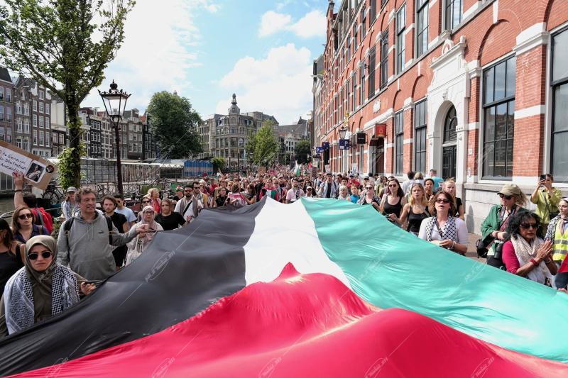 Pro-Palestinian protest in Amsterdam, Netherlands, on August 9th 2025.