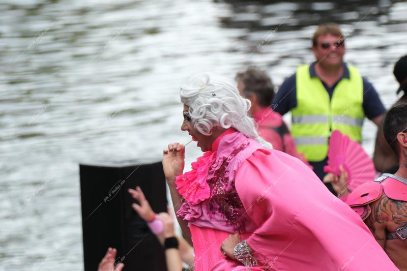Revelers participate in the Annual Pride Canal Parade held in Amsterdam. Pride Amsterdam celebrates the city's gay and transgender community with a vibrant boat parade through the canals, The Netherlands, on 2 August 2025.