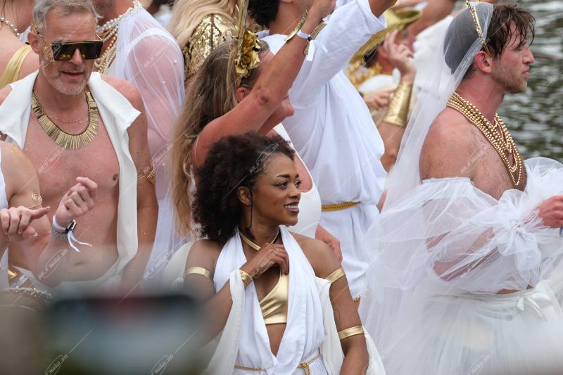 Revelers participate in the Annual Pride Canal Parade held in Amsterdam. Pride Amsterdam celebrates the city's gay and transgender community with a vibrant boat parade through the canals, The Netherlands, on 2 August 2025.