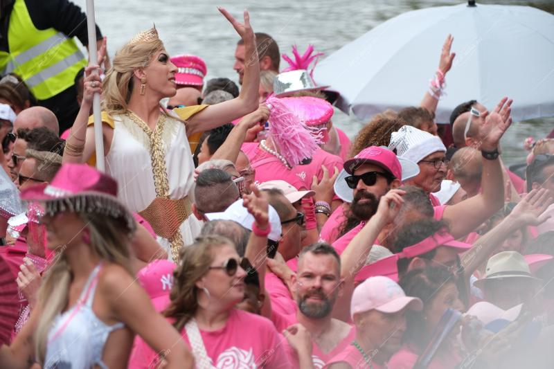 Revelers participate in the Annual Pride Canal Parade held in Amsterdam. Pride Amsterdam celebrates the city's gay and transgender community with a vibrant boat parade through the canals, The Netherlands, on 2 August 2025.