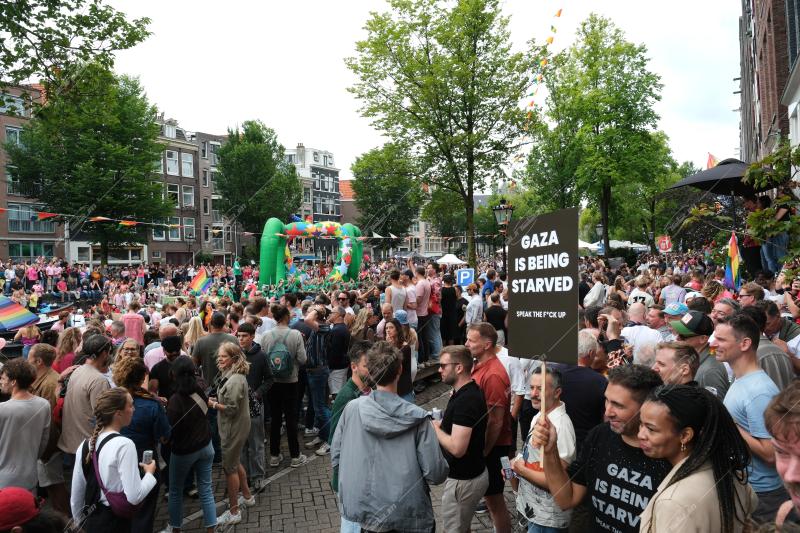 Revelers participate in the Annual Pride Canal Parade held in Amsterdam. Pride Amsterdam celebrates the city's gay and transgender community with a vibrant boat parade through the canals, The Netherlands, on 2 August 2025.