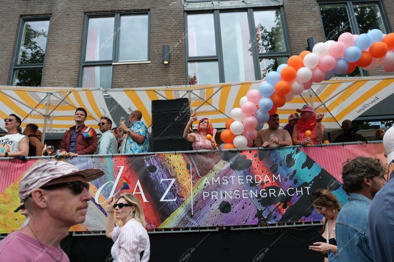 Revelers participate in the Annual Pride Canal Parade held in Amsterdam. Pride Amsterdam celebrates the city's gay and transgender community with a vibrant boat parade through the canals, The Netherlands, on 2 August 2025.