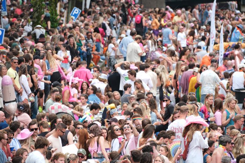 Revelers participate in the Annual Pride Canal Parade held in Amsterdam. Pride Amsterdam celebrates the city's gay and transgender community with a vibrant boat parade through the canals, The Netherlands, on 2 August 2025.