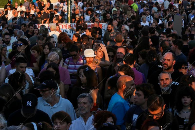 Συγκέντρωση με αφορμή το δυστύχημα στα Τέμπη.