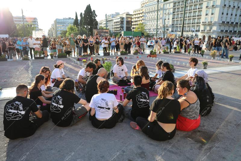 Συγκέντρωση με αφορμή το δυστύχημα στα Τέμπη.