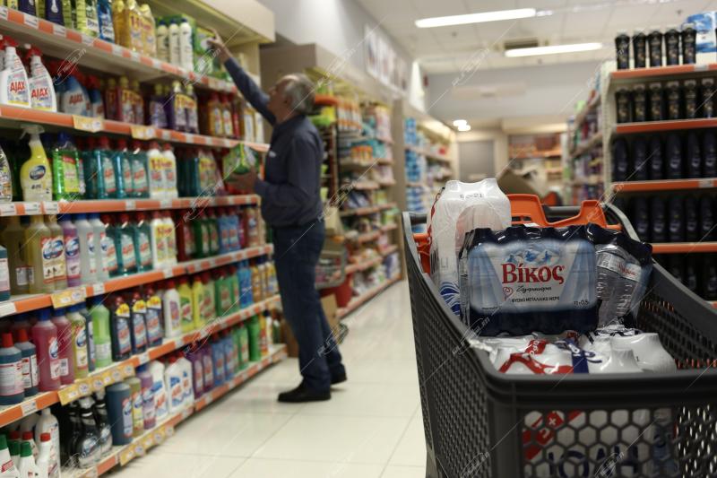 Supermarket during the fisrt lockdown in Greece, SARS-CoV-2 (Covid 19)