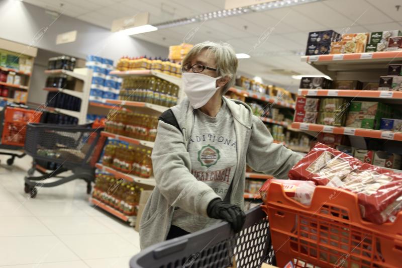 Supermarket during the fisrt lockdown in Greece, SARS-CoV-2 (Covid 19)